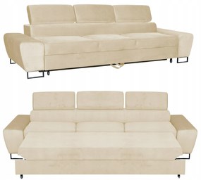 Sofa kanapa 3 os rozkładana z f. spania Bosso Family meble beżowy welur