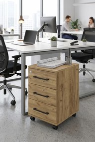 Zamykany Kontenerek Biurowy Z Szufladami Na Kółkach Dąb Craft S7-R86