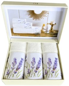 Zestaw podarunkowy małych ręczników LAVENDER GARDEN, 3 szt Biały Zestaw (3szt., 30x50 cm)