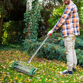 Outsunny aerator do trawnika metal ocynkowany 135 cm x 43,5 cm x 15 cm