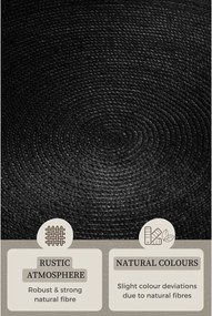 Czarny okrągły dywan z juty dwustronny/tkany ręcznie ø 140 cm Braided – Hanse Home