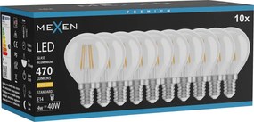Mexen Vintis 10x żarówka filament LED E14, G45, 4W, Ciepła - 2700K, 470 lm, clear - L156-E14-0427-00x10