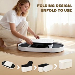 HOMCOM Ławka ze schowkiem, składana pufa tapicerowana z efektem aksamitu do salonu 76 x 38 x 35 cm krem | Aosom PL