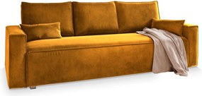 Masseno Sofa ALATRI z funkcją spania i pojemnikiem na pościel, Rozkładana sofa - Żółty, MONOLITH 48