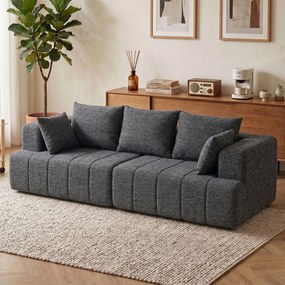 HOMCOM Sofa 3-osobowa, Cloud-sofa z Chenille z grubą warstwą i kieszeniowymi sprężynami, szerokie i głębokie siedzisko, szerokie podłokietniki, poduszki, szara | Aosom PL