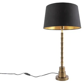 Lampa stołowa art deco brąz klosz bawełniany czarny 35cm - Pisos ArtDeco Oswietlenie wewnetrzne