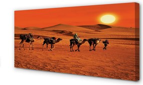 Obraz canvas na ścianę Wielbłądy i Ludzie na Pustyni