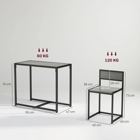 HOMCOM 3-częściowy zestaw barowy, 2 krzesła, 1 stół, 90 cm x 47 cm x 76 cm, Szary | Aosom PL