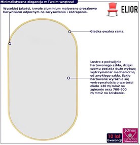 Złote ścienne lustro owalne 80x40 cm K4-T12
