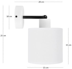 Biały kinkiet LED z białym abażurem WD-C-1010WE-WE jednopunktowy indus