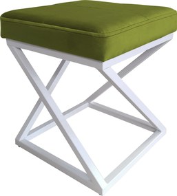 Pufa ZOA tkanina Welur loft ławka podnóżek metal : Kolor Stelaża - Biały, Kolor tkaniny - VELVET - BL75, Typ tkaniny - Velvet