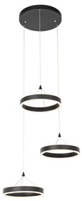 Lampa wisząca czarna okrągła w komplecie z LED 3-stopniowy ściemniacz 3-światła - LyaniDesignerski Oswietlenie wewnetrzne