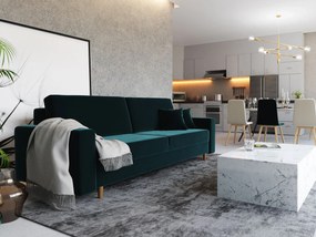 Sofa rozkładana w kolorze morskim z pojemnikiem A6-G62