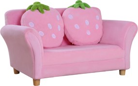 HOMCOM Sofa dziecięca fotel dziecięcy sofa kanapa dzieci pokój dziecięcy sofa dwuosobowa sofa z motywem truskawek