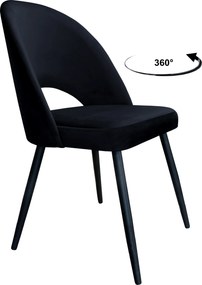 Krzesło Polo tkanina Welur noga metalowa krzesło tapicerowane do jadalni : Kolor nogi - Czarna stożek, Kolor tkaniny - VELVET - MG19, Typ siedziska - Siedzisko obrotowe 360°