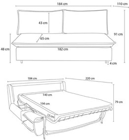 Beżowa sztruksowa rozkładana sofa 184 cm Isadora – Bobochic Paris