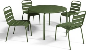 Zestaw mebli ogrodowych jadalnianych - stół śr.110cm i 4 sztaplowane krzesła - Kaki - MIRMANDE