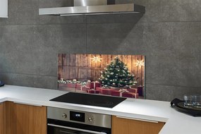 Szklany Panel Świąteczny Klimat na Drewnie