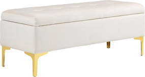 HOMCOM Ławka z przestrzenią do przechowywania, nośność do 120 kg, 120x44x44,5 cm, Kolor beżowy