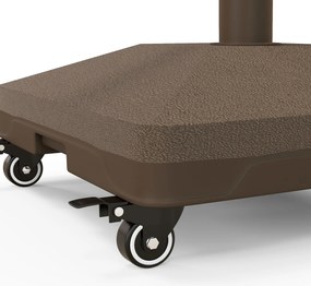 Outsunny Stojak na parasole do 20 kg, wypełniany, kwadratowy stojak z kółkami, dla parasola 22-38 mm, brązowy | Aosom PL