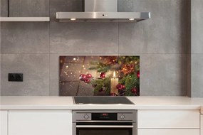 Panel szklany do Kuchni Świeca wśród Szyszek i Gałązek