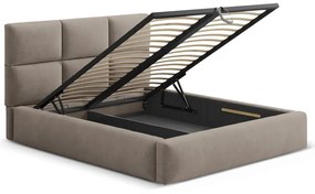 Jasnobrązowe tapicerowane łóżko dwuosobowe ze schowkiem ze stelażem 160x200 cm Libera – Windsor &amp; Co Sofas
