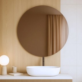 Lustro okrągłe wiszące bezramowe oszlifowane bez oświetlenia MOON | Różne rozmiary | Różne kolory szkła : Kolor - Brąz, Średnica - 160 cm