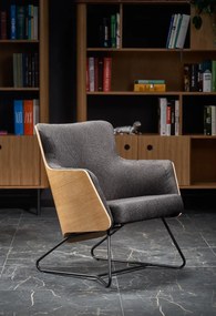 Fotel do salonu CHILLOUT ciemnoszary/naturalny HALMAR