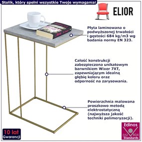 Druciany stolik pomocniczy beton + złoty Tunier