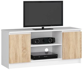 Skandynawska szafka RTV biała + dąb sonoma - Galapi 3X 120 cm