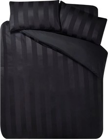 Czarna satynowa pościel jednoosobowa 135x200 cm So Soft Satin Stripe – Catherine Lansfield