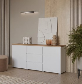 Komoda ORVO 150 cm do Salonu Sypialni Biały-dąb mauvella