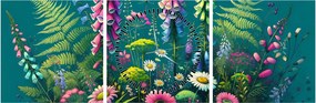 Obraz - Kwiaty łąkowe (z zegarem) (90x30 cm)