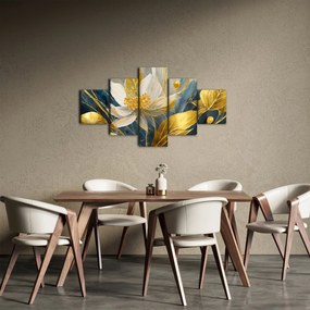 Obraz - Malowanie złotych kwiatów (125x70 cm)