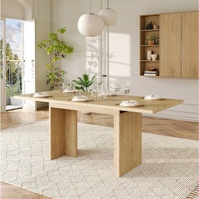 Rozkładany stół jadalny - 140/180 x 80 x 75 cm - dla 6-8 osób - prosty styl - MDF - naturalny