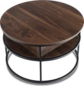 Stolik Kawowy ASTUR 80 cm z Podnoszonym Blatem Orzech/Czarny Loft