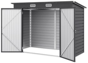 Outsunny Szopa ogrodowa metalowa na narzędzia z podwójnymi drzwiami 249 x 121 x 166 cm szara | Aosom PL