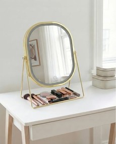 Lusterko Do Makijażu PREMIUM Kosmetyczne POŁYSK Metalowe PODŚWIETLANE LED