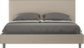 Łóżko bez stelaża tapicerowane 160x190 sztucznej skóry Szaro-beżowy Naspy