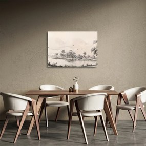 Obraz na szkle - Rysunek krajobrazu w stylu vintage (70x50 cm)