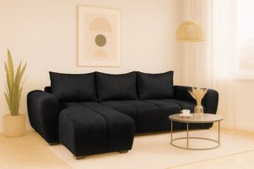 Kompakatowy, rozkładany narożnik Bueno - czarny - Soro 100