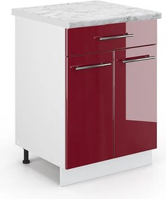 Szafka dolna do kuchni bordowa czerwień wysoki połysk 60x60x82 fame-line