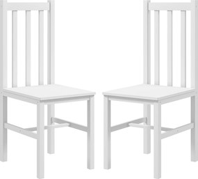 HOMCOM Zestaw 2 krzeseł kuchennych drewnianych sosnowych białych do jadalni 38x47x99 cm | Aosom PL