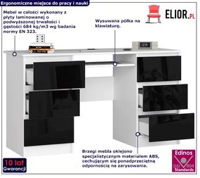 Biało-czarne biurko z szufladami połysk - Abetti 3X