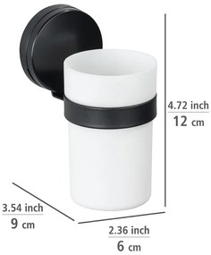 Czarno-biały ścienny kubek na szczoteczki do zębów Wenko Static-Loc® Plus