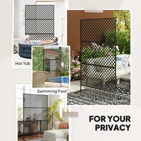 Outsunny Metalowy ekran ogrodowy wolnostojąca przegroda na taras werandę i ogród czarna stal | Aosom PL