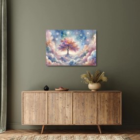Obraz na szkle – Drzewo życia w chmurach (70x50 cm)