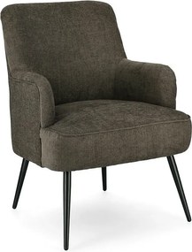 Fotel z tkaniny w kolorze brązowego tymianku i stalowymi nogami pomalowanymi na czarno - ERNESTINE