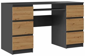 Nowoczesne Biurko Z Szufladami Antracyt + Dąb Artisan R0-E82
