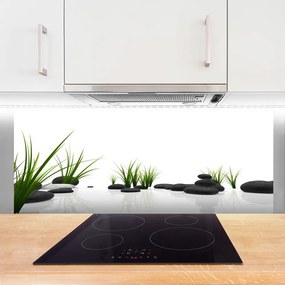 Panel Szklany do Kuchni Kamienie W Soczystej Trawie